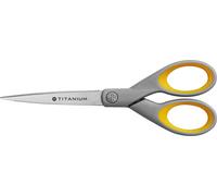 WESTCOTT E-30470 00 Ciseaux Titanium Super, inoxydables, arrondis, droits, asymétriques, gris/jaune, 18cm