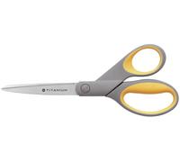 WESTCOTT E-30481 00 Ciseaux Titanium Super, inoxydables, arrondis, droits, asymétriques, gris/jaune, 21cm