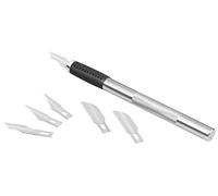 Westcott E-73000-SET 00 Set de scalpel avec 6 couteaux différents, manche en métal particulièrement robuste avec zone de préhension caoutchoutée
