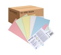 Westcott E-733324 00 - Lot de 15 cartes de modération - Mélange de couleurs pastel - Cartes robustes 190 g/m² - Format 10,5 x 20 cm - Idéales pour les valises de modération, les ateliers, les
