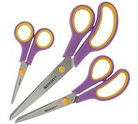 Westcott Easy Grip ciseaux 3 pièces cassis | Set de 3 ciseaux universels avec poignée confort | Lame en acier inoxydable extra-tranchante & durable | Ciseaux pour le ménage & le bureau | N-90029 00