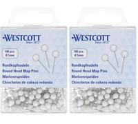 Westcott Épingles à tête Ronde Blanches 100 pcs | E-10501 00 (Lot de 2)