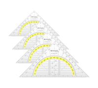 Westcott Géodésiques 14 cm - Géodésiques transparentes en plastique incassable avec échelle jaune - Échelle technique & rapporteur pour l'école, l'université ou le bureau - E-10132 00 (Lot de 4)