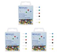 Westcott Lot de 300 Épingles à Tête Ronde 5 mm de Diamètre, Multicolore