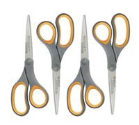 Westcott Lot de 4 paires de ciseaux en titane, poignée douce, 20,3 cm, droits, gris/jaune,