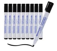 Westcott Marqueurs permanents, 10 pièces, noir | Marqueurs indélébiles | Pointe ronde de 1,5 à 3,0 mm | Rechargeables, résistants à la lumière, séchage rapide, indélébiles | E-713005 00