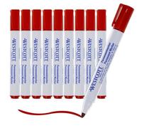 Westcott Marqueurs permanents, 10 pièces, rouge | Marqueurs indélébiles | Pointe ronde de 1,5 à 3,0 mm | Rechargeables, résistants à la lumière, séchage rapide, indélébiles | E-713006 00