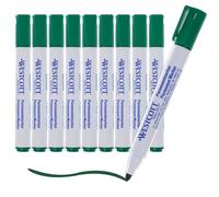 Westcott Marqueurs permanents, 10 pièces, vert | Marqueurs indélébiles | Pointe ronde de 1,5 à 3,0 mm | Rechargeables, résistants à la lumière, séchage rapide, indélébiles | E-713008 00