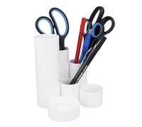 Westcott Porte-crayons blanc | Porte-crayons avec 6 compartiments ronds comme organiseur de bureau | Rangement clair des crayons et des accessoires de bureau | E-744578 00