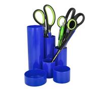 Westcott E-744560 00 Pot à crayons avec 6 compartiments ronds Bleu Rangement clair des stylos et des accessoires de bureau
