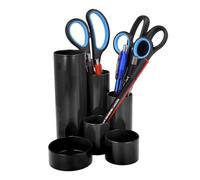 Westcott Porte-crayons noir | Porte-crayons avec 6 compartiments ronds comme organiseur de bureau | Rangement clair des crayons et des accessoires de bureau | E-744577 00