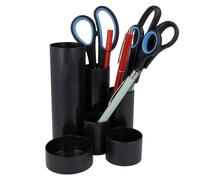 Westcott Porte-crayons noir recyclé | Porte-crayons avec 6 compartiments ronds comme organiseur de bureau | Rangement clair des crayons et des accessoires de bureau | E-744580 00
