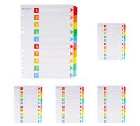 Westcott Registre pour classeurs A4 | Intercalaires Din A4 | 10 onglets inscriptibles en 5 couleurs comme organiseur de classeur | Robuste 160 g/m², perforation européenne | E-1733311 00 (Lot de 5)
