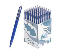 Westcott ALLTIME Lot de 50 stylos à bille rétractables avec encre bleue - Largeur de trait M avec recharge standard X20 - Résistant aux documents ISO 12757-2 - Clip métallique robuste - E-733748 00