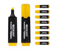 Westcott surligneur 10 pièces jaune | Pack de 10 surligneurs jaune vif | 2-5 mm d'épaisseur de trait | Encre Premium d'Allemagne | E-743687 00
