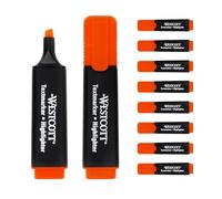 Westcott surligneur 10 pièces orange | Pack de 10 surligneurs orange vif | 2-5 mm d'épaisseur de trait | Encre Premium d'Allemagne | E-743600 00