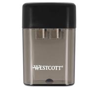 Westcott Taille-crayon avec récipient | Taille-crayon double avec boîte pour crayons de 8 mm et 11 mm | Taille-crayon avec insert en métal | Taille-crayon avec bac de récupération en noir | E-744744