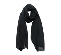 WESTEND CHOICE Écharpes pour femmes en crêpe de mousseline de soie - Grand châle crinkle - Voile de tête - Étole - Tour de cou - Écharpes et foulards pour femmes 180x70 cm, Noir , taille unique