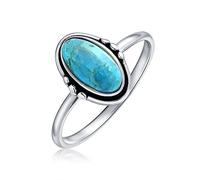 Western-Boho-zarter Ring mit eingefasstem ovalen Cabochon-Edelstein: rosafarbener Rhodochrosit, Türkis und Mondstein für Frauen und Teenager, 1 mm dünner Bandring aus oxidiertem .925 Sterling Silber