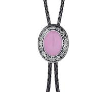Western Bolo Tie - Pendentif Bolo En Agate Rose Incrusté Ovale, Cravate Bolo En Denim Western Vintage, Cravate Bolo En Cuir Pour Hommes Et Femmes, Cravate Bola Occidentale Autochtone, Cadeau Parfai