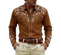 Western Chemise pour Hommes Casual Cowboy Chemise Traditionnelle Africaine Motifs Tribaux Africains Chemises Mythologie Norrena T-shirt Médiéval Vintage pour Halloween Loisirs, marron, XXL