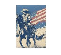 Western Cowboy 4th Of Juillet Independence Day Drapeaux de jardin en plein air Bannière pour extérieur pour décoration de jardin 28 x 40 cm Double face