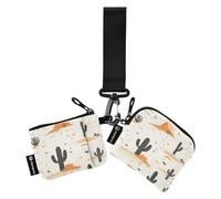 Western Cowboy Boho Cactus Cowboy Vast Wilderness_3 Portefeuilles à double dragonne pour femme Portefeuille fin à fermeture éclair avec poche zippée pour femme Lot de 2 tarjeteros para