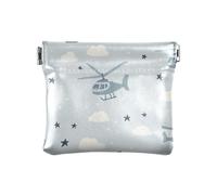 Western Cowboy Boot Gun Vast Grasslands Petit porte-monnaie en cuir pour femme Mini cosmétique pour homme femme voyage, Helicopter Stars Cloud Silver Dream, 1 size, Moderne