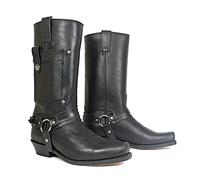 Western Cowboy Bottes Hommes Bottes Carré Toe PU Bottes en Cuir Vintage en Cuir Steampunk Chevalier Chaussures Bas Talon Mid Tube Rider Cheval Moto Bottes pour Cos Props,Noir,43