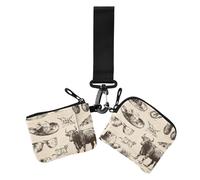 Western Cowboy Cattle Drive Lot de 2 étuis à cartes pour femme Beige - Porte-monnaie tendance avec poche zippée pour pièces de monnaie, Western Cowboy Cattle Drive Beige, 1 size, Impression artistique