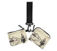 Western Cowboy Cattle Drive Lot de 2 porte-monnaie de grande capacité avec dragonne pour femme, Western Cowboy Cattle Drive, 1 size, Impression artistique