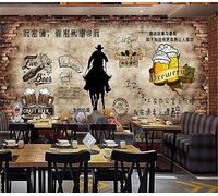 Western Cowboy Culture Brique Mur Bière Thème 3D Papier Peint Mural Bar Restaurant Décor Industriel Papier Peint 3D-400Cmx280Cm