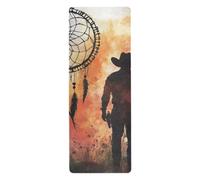 Western Cowboy Dream Catcher Tapis de yoga antidérapant de 1 mm pour entraînements au sol imprimé, antidérapant, serviette de yoga mate avec sacs 180,3 x 66 cm