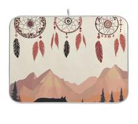 Western Cowboy Dream Catcher Tribal Wolf Mountains Tapis de séchage absorbant séchage rapide Tapis égouttoir de cuisine Grand 45,7 x 61 cm