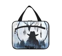 Western Cowboy Dream Catchers Deer Skulls_3 Trousse de toilette de voyage à suspendre avec crochet, étui design chic pour articles de toilette pour femmes en voyage Kit de salle de bain de para Mujer