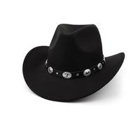Western Cowboy Hat for Couples, Classic Ethnic Style, Rolled Edge Waistband Buckle Top Hat, Jazz Hat