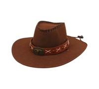 Western cowboy hat, wide brim sun hat, windproof rope, men's cowboy hat, fashionable wear/simple party adaptation(Coffee)