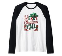 Western Cowboy Howdy Merry Christmas Yall Chapeau de Cowgirl Manche Raglan