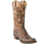 Western Cowboy Style Chevalier Bottes Vintage Cuir Équitation Chaussures Equestrian Randonnée en Plein Air Bottes Longues Hommes Bottes Hautes, Brown2, 38 EU