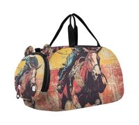 Western Cowboy Wild West Sac de sport avec compartiment à chaussures Sac de voyage léger pour voyage, sport, week-end