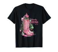 Western Cowboys, Howdy Christmas and Tree, Bottes de Cowboy Roses T-Shirt