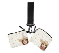 Western Cowgirl Cowboy Lot de 2 porte-cartes pour femme avec fermeture éclair et dragonne Blanc, Cowgirl cowboy western blanc, 1 size, Impression artistique