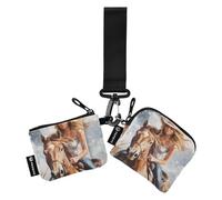 Western Cowgirl Lot de 2 pochettes pour pièces de monnaie pour femme Porte-monnaie minimaliste Porte-clés avec dragonne pour femme