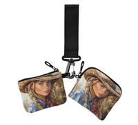 Western Cowgirl Lot de 2 porte-cartes pour femme avec dragonne pour un usage quotidien, Cowgirl occidentale belle, 1 size, Impression artistique