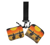 Western Cowgirl Lot de 2 porte-monnaie double porte-cartes de crédit Portefeuille avec porte-clés pour femme