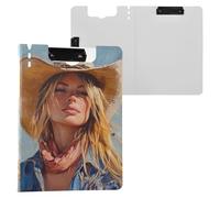Western Cowgirl Porte-bloc pliable avec double clip en métal et couverture pour entrepreneur médical