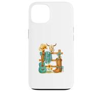Western Cowgirl Turquoise Guitar Boots & Sunflower Aesthetic Coque pour iPhone 13
