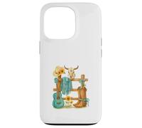 Western Cowgirl Turquoise Guitar Boots & Sunflower Aesthetic Coque pour iPhone 13 Pro