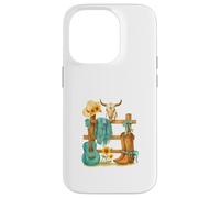 Western Cowgirl Turquoise Guitar Boots & Sunflower Aesthetic Coque pour iPhone 14 Pro