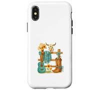 Western Cowgirl Turquoise Guitar Boots & Sunflower Aesthetic Coque pour iPhone X/XS